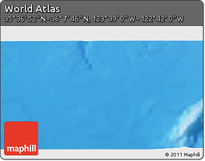 Shaded Relief 3D Map of the Area around 35° 52' 19" N, 123° 10' 30" W