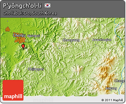 Physical 3D Map of P'yŏngch'ol-li