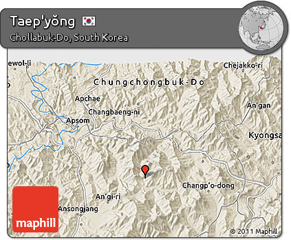 Shaded Relief 3D Map of Taep'yŏng