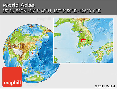 Physical Location Map of the Area around 35° 52' 19" N, 127° 34' 30" E