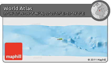 Physical Panoramic Map of the Area around 35° 52' 19" N, 12° 49' 29" E