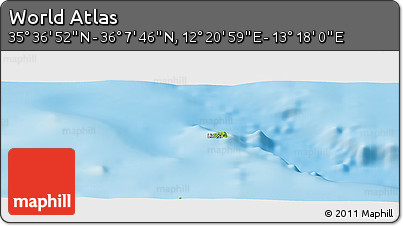 Physical Panoramic Map of the Area around 35° 52' 19" N, 12° 49' 29" E