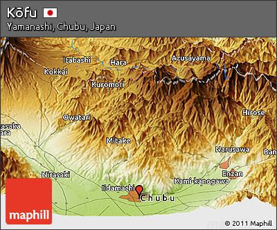 Physical Panoramic Map of Kōfu