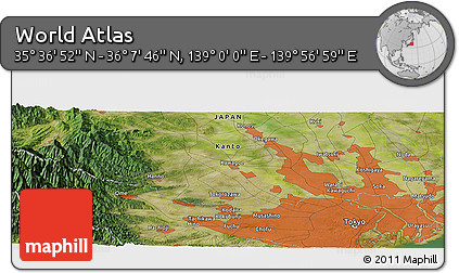 Satellite Panoramic Map of the Area around 35° 52' 19" N, 139° 28' 29" E