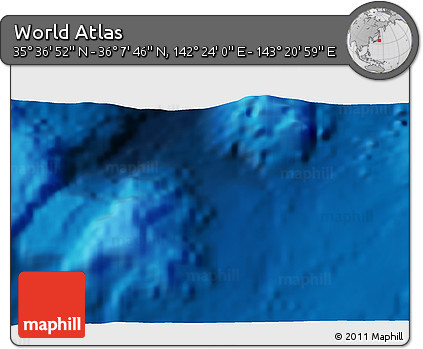 Physical 3D Map of the Area around 35° 52' 19" N, 142° 52' 30" E