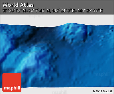 Physical 3D Map of the Area around 35° 52' 19" N, 142° 52' 30" E