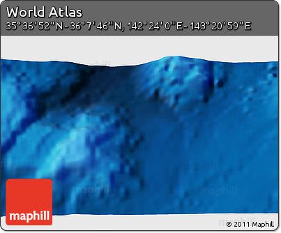 Physical 3D Map of the Area around 35° 52' 19" N, 142° 52' 30" E