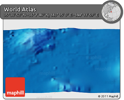 Physical 3D Map of the Area around 35° 52' 19" N, 143° 43' 29" E