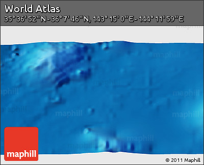 Physical 3D Map of the Area around 35° 52' 19" N, 143° 43' 29" E