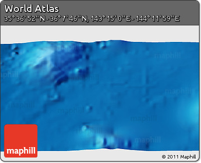 Physical 3D Map of the Area around 35° 52' 19" N, 143° 43' 29" E