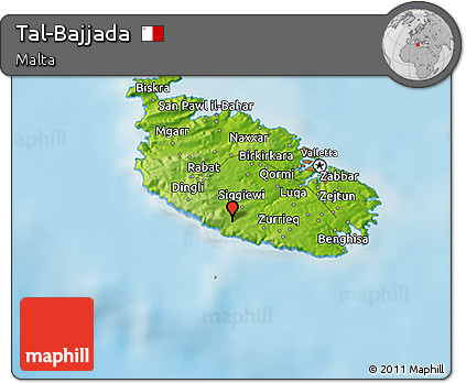 Physical 3D Map of Tal-Bajjada