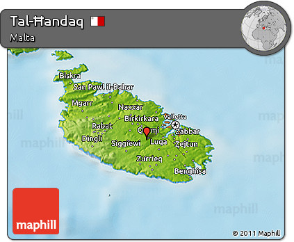 Physical 3D Map of Tal-Ħandaq