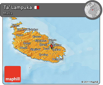 Political 3D Map of Ta' Lampuka