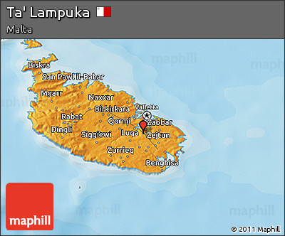 Political 3D Map of Ta' Lampuka