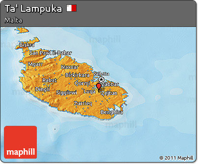 Political 3D Map of Ta' Lampuka