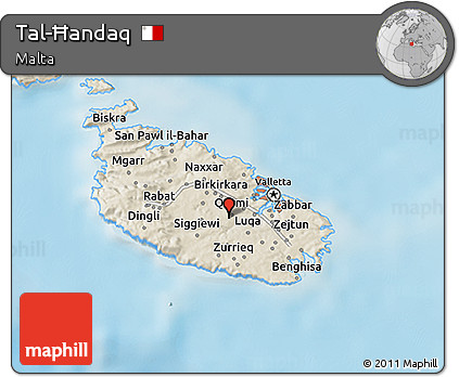 Shaded Relief 3D Map of Tal-Ħandaq