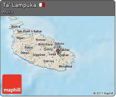 Shaded Relief 3D Map of Ta' Lampuka