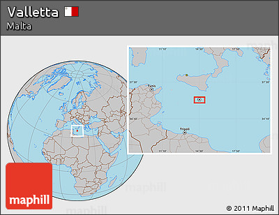 Gray Location Map of Valletta