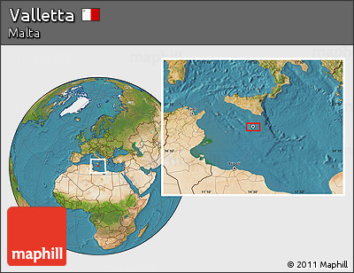 Satellite Location Map of Valletta