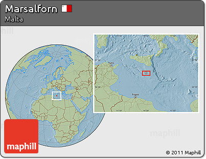 Savanna Style Location Map of Marsalforn, hill shading