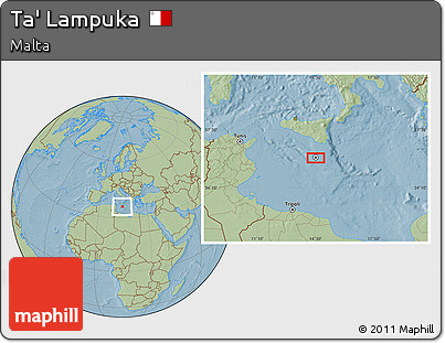 Savanna Style Location Map of Ta' Lampuka, hill shading