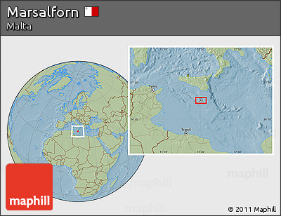 Savanna Style Location Map of Marsalforn, hill shading