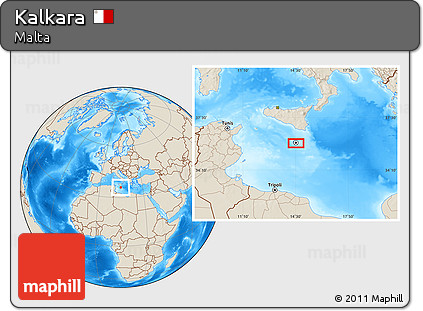Shaded Relief Location Map of Kalkara