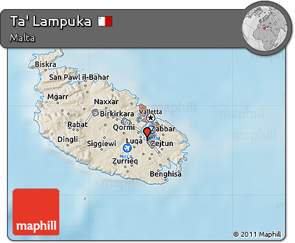 Shaded Relief Map of Ta' Lampuka