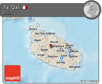 Shaded Relief Map of Ta' Qali