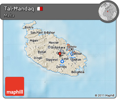 Shaded Relief Map of Tal-Ħandaq