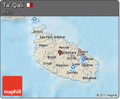 Shaded Relief Map of Ta' Qali