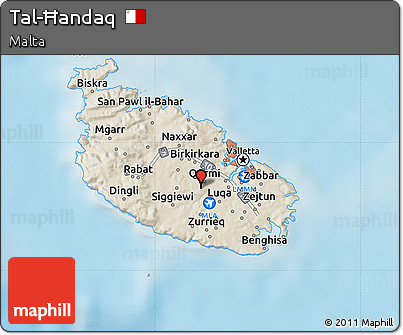 Shaded Relief Map of Tal-Ħandaq