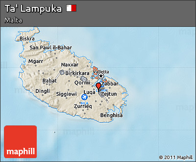 Shaded Relief Map of Ta' Lampuka