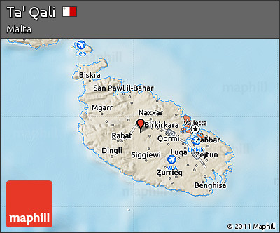 Shaded Relief Map of Ta' Qali