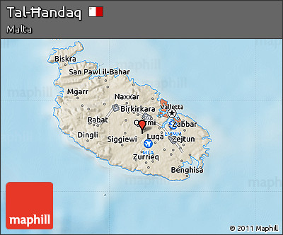 Shaded Relief Map of Tal-Ħandaq