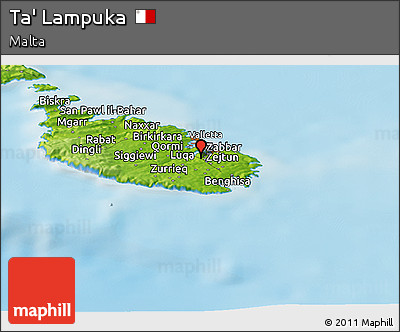 Physical Panoramic Map of Ta' Lampuka