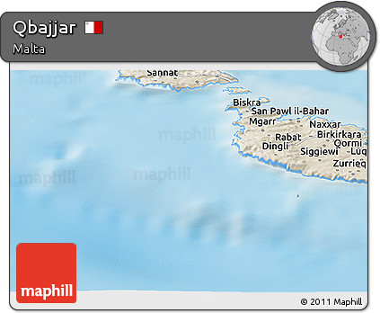 Shaded Relief Panoramic Map of Qbajjar