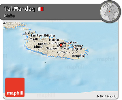 Shaded Relief Panoramic Map of Tal-Ħandaq