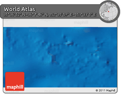 Physical 3D Map of the Area around 35° 52' 19" N, 153° 4' 29" E