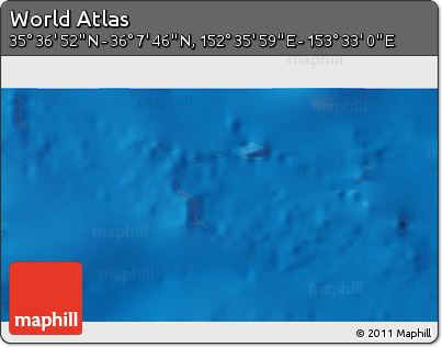 Physical 3D Map of the Area around 35° 52' 19" N, 153° 4' 29" E