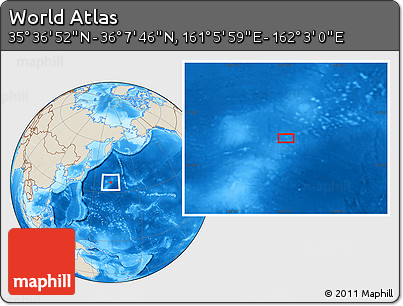 Shaded Relief Location Map of the Area around 35° 52' 19" N, 161° 34' 29" E