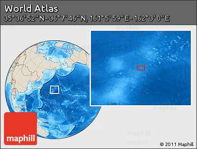 Shaded Relief Location Map of the Area around 35° 52' 19" N, 161° 34' 29" E
