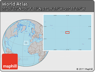 Gray Location Map of the Area around 35° 52' 19" N, 21° 10' 29" W