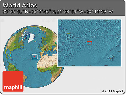 Satellite Location Map of the Area around 35° 52' 19" N, 21° 10' 29" W