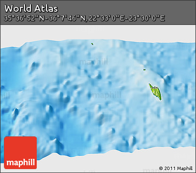 Physical 3D Map of the Area around 35° 52' 19" N, 23° 1' 29" E