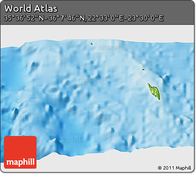 Physical 3D Map of the Area around 35° 52' 19" N, 23° 1' 29" E