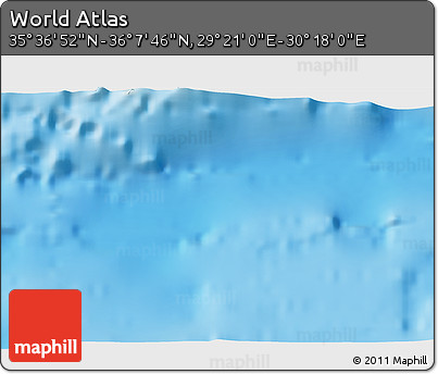 Physical 3D Map of the Area around 35° 52' 19" N, 29° 49' 30" E