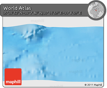 Physical 3D Map of the Area around 35° 52' 19" N, 30° 40' 29" E