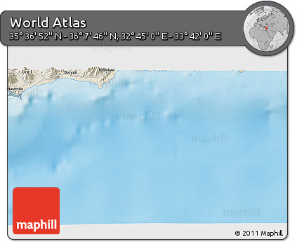 Shaded Relief 3D Map of the Area around 35° 52' 19" N, 33° 13' 30" E