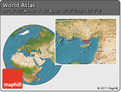 Satellite Location Map of the Area around 35° 52' 19" N, 33° 13' 30" E